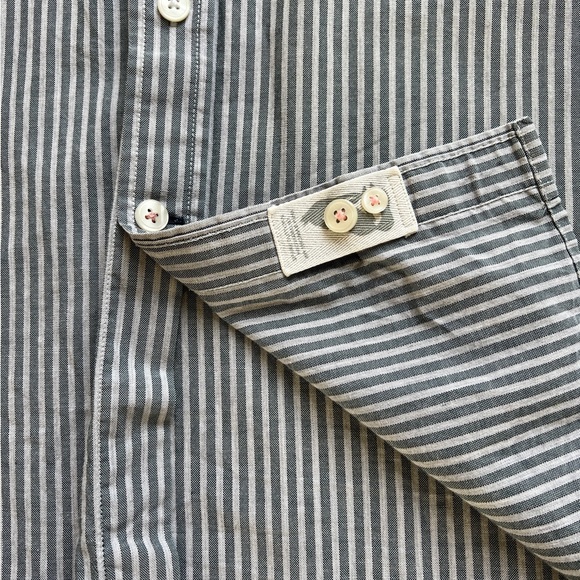 THOMAS PINK Mens Dress Shirt 17.5-18 XL Grey Stripe Slim Fit Casual Collection - Picture 8 of 12